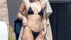 Miley Cyrus in a tiny black thong